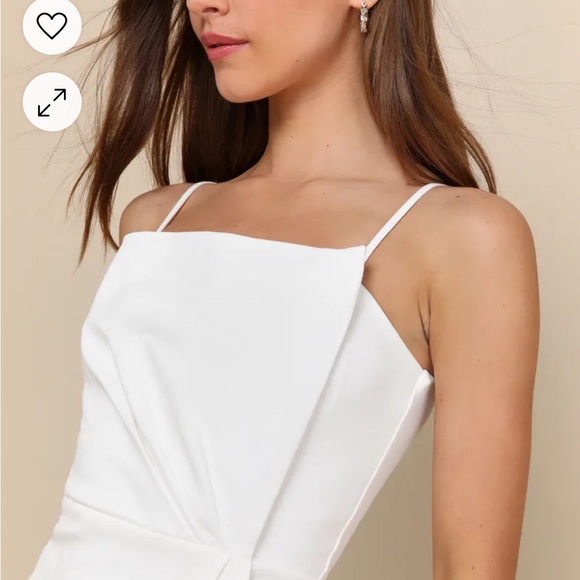 White Sleeveless Pleated Bodycon Dress - Picture 6 of 8